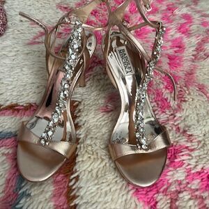 Badgley Mischka Rose Gold Double ankle strap heels